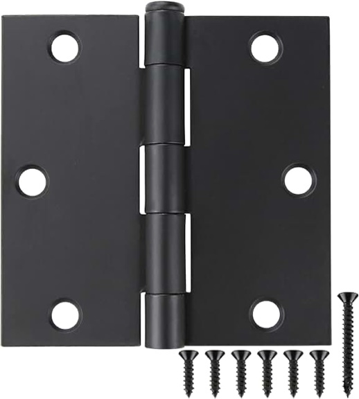 Amazon Basics Square Door Hinges, 3.5 Inch x 3.5 Inch, 12 Pack, Matte Black