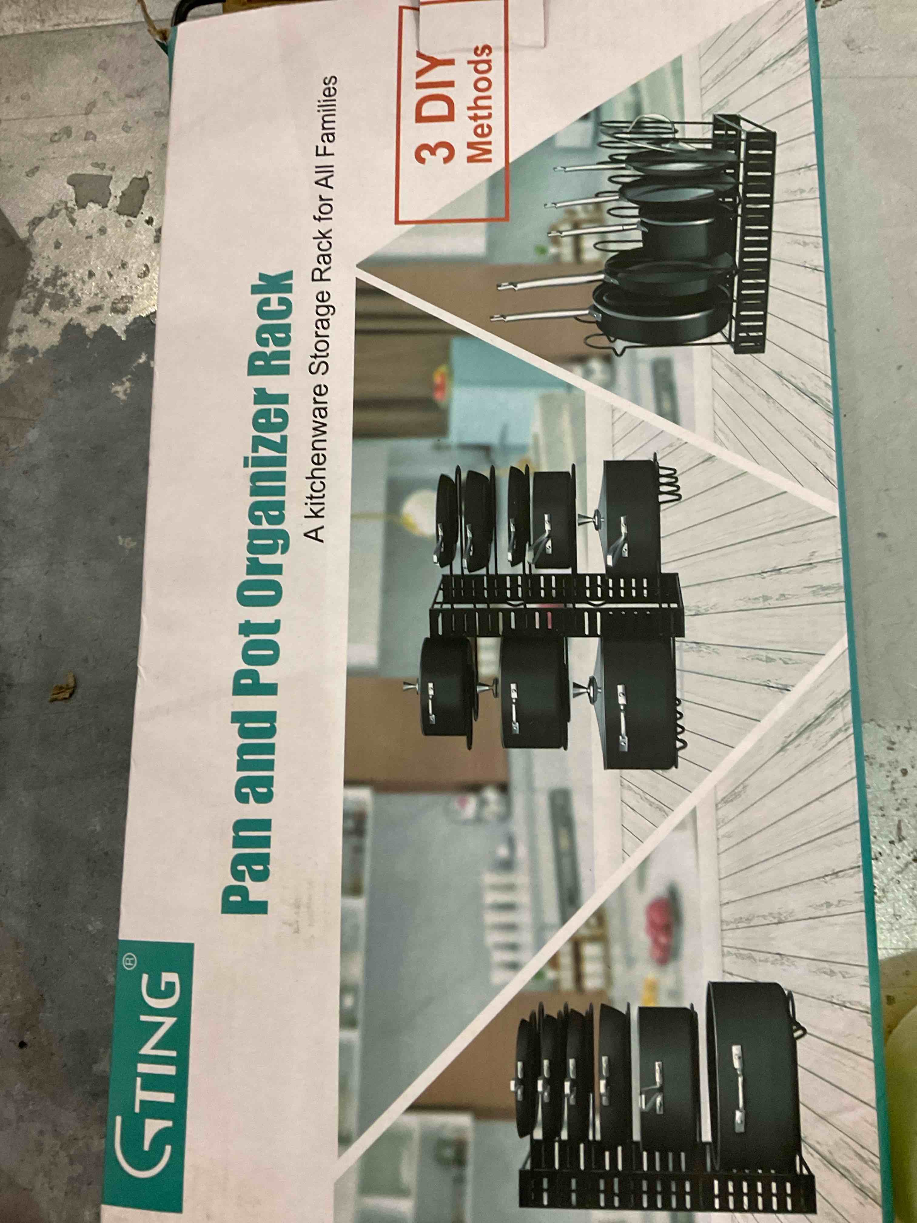 Pot Rack Organizers, G-TING 8 Tiers Pots and Pans Organizer for Kitchen Organization & Storage, Adjustable Pot Lid Holders & Pan Rack for Kitchen, Lid Organizer for Pots and Pans With 3 DIY Methods