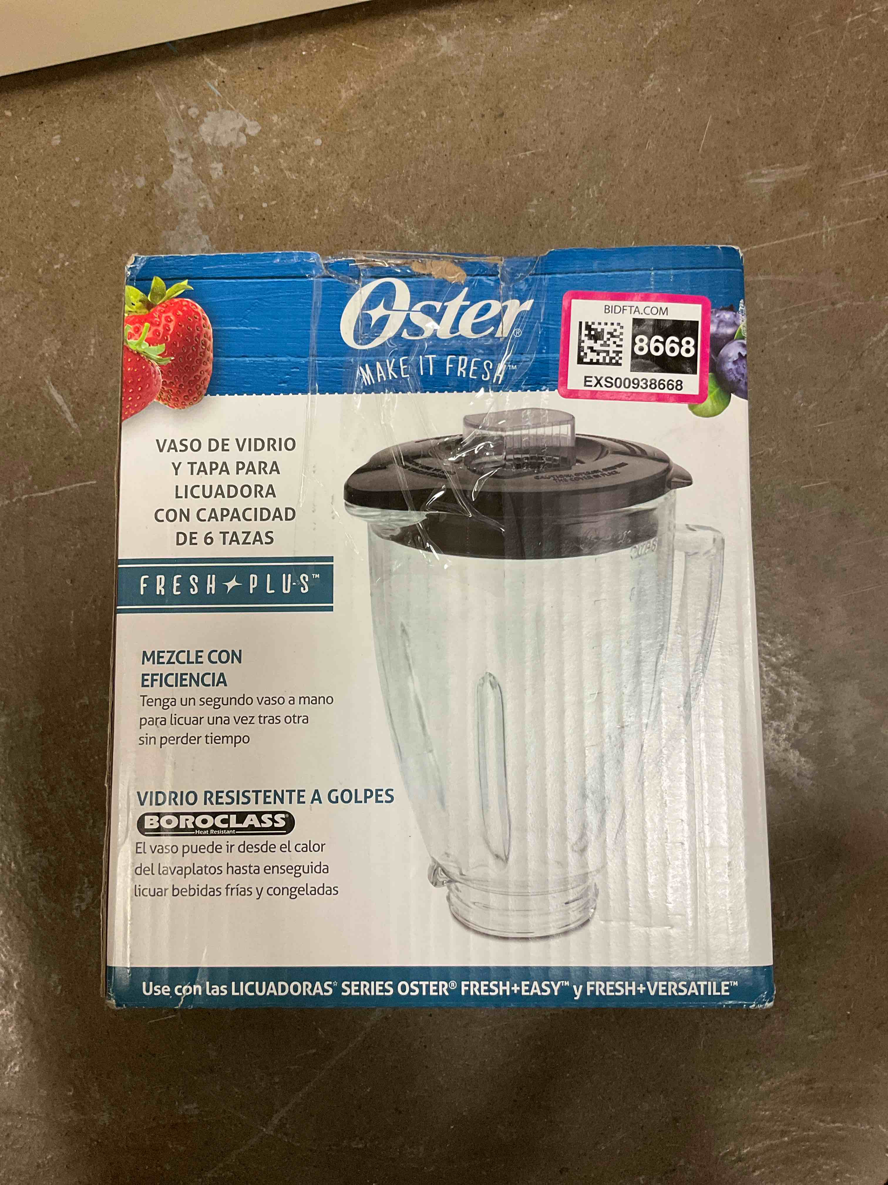 Oster Blender 6-Cup Glass Jar, Lid, Black and clear