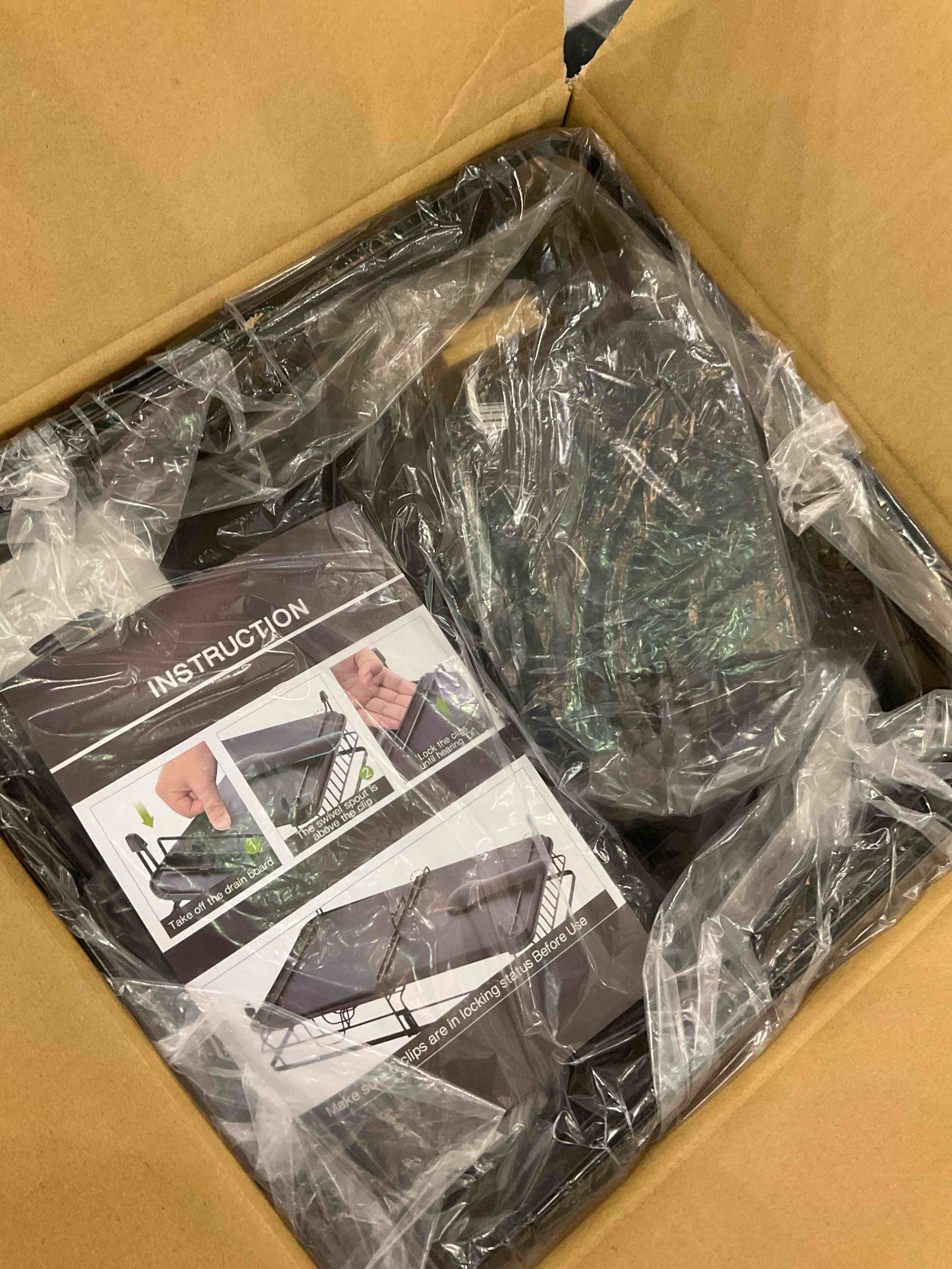 PXRACK Dish Drying Rack, Expandable(12.8"-21.5") Dish Rack with Utensil Holder Cup Holder, Stainless Steel Dish Rack and Drainboard Set for Kitchen Counter, Black