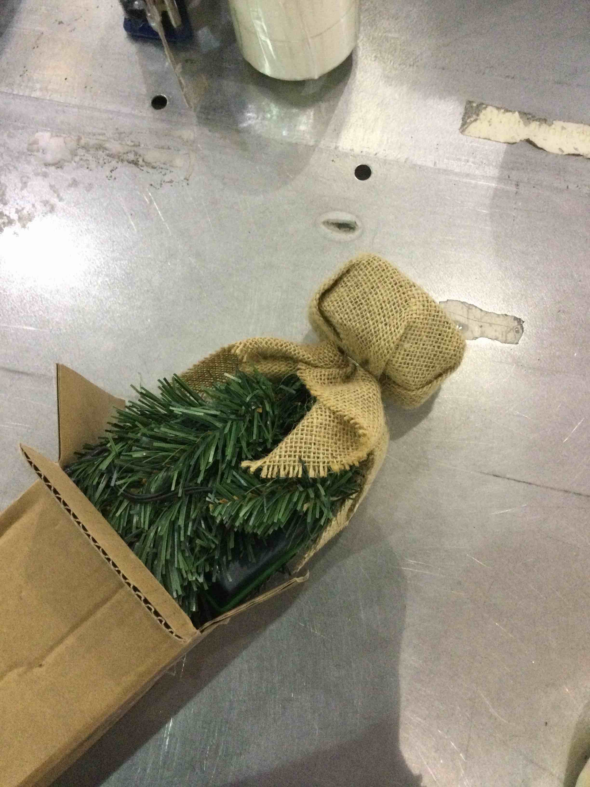 Pre-Lit Artificial Mini Christmas Tree,20 inch Miniature Pine Xmas Tree with 20 LED Lights,70 Branch Tips,Desktop Christmas Tree Burlap Base-(50cm)