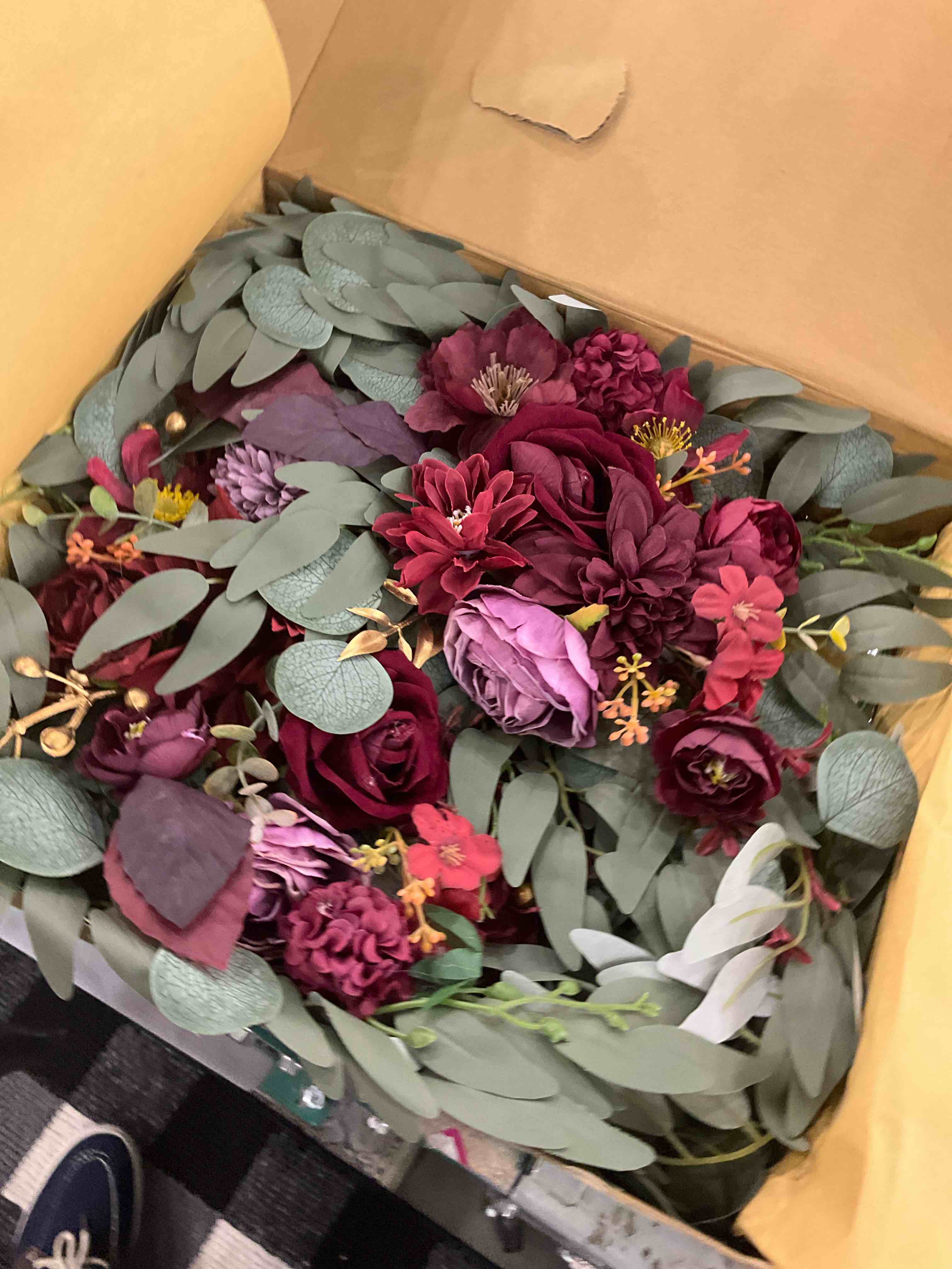 WEIERYUE Artificial Wedding Arch Flowers Kit(Pack of 2) for Wedding Arch, Bridal Shower, Ceremony and Reception Backdrop Decoration (Burgundy)