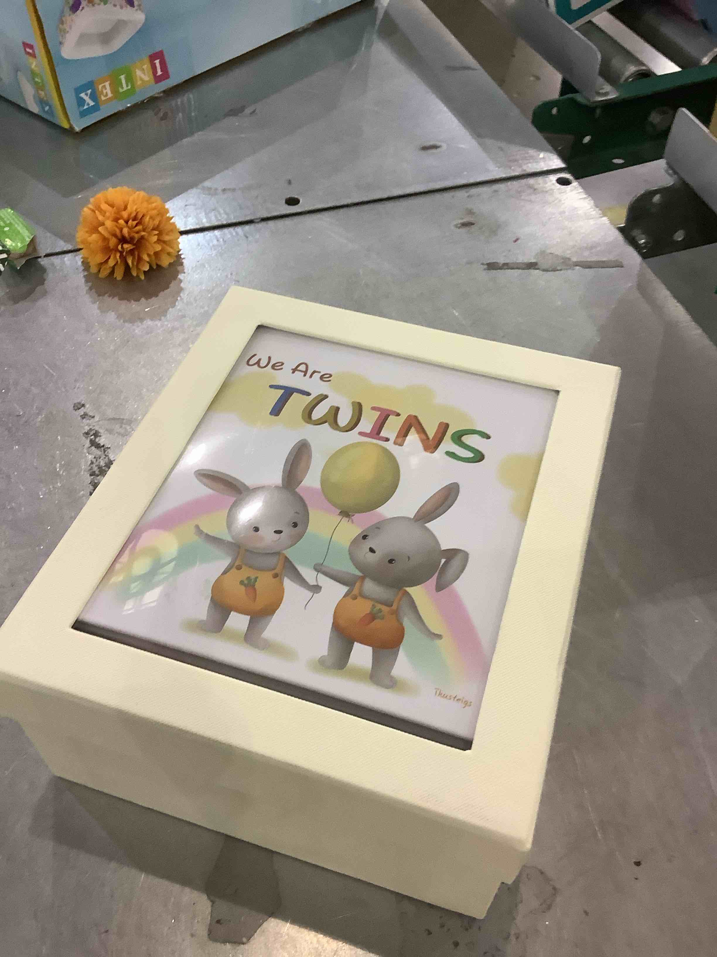 Tkusteigs Twins Baby Items Set for Girl and boy Twin Baby Gifts Setï¼ŒPlush Rabbit 2-Piece Set and Twin Baby Storybook(with Photo Frame)