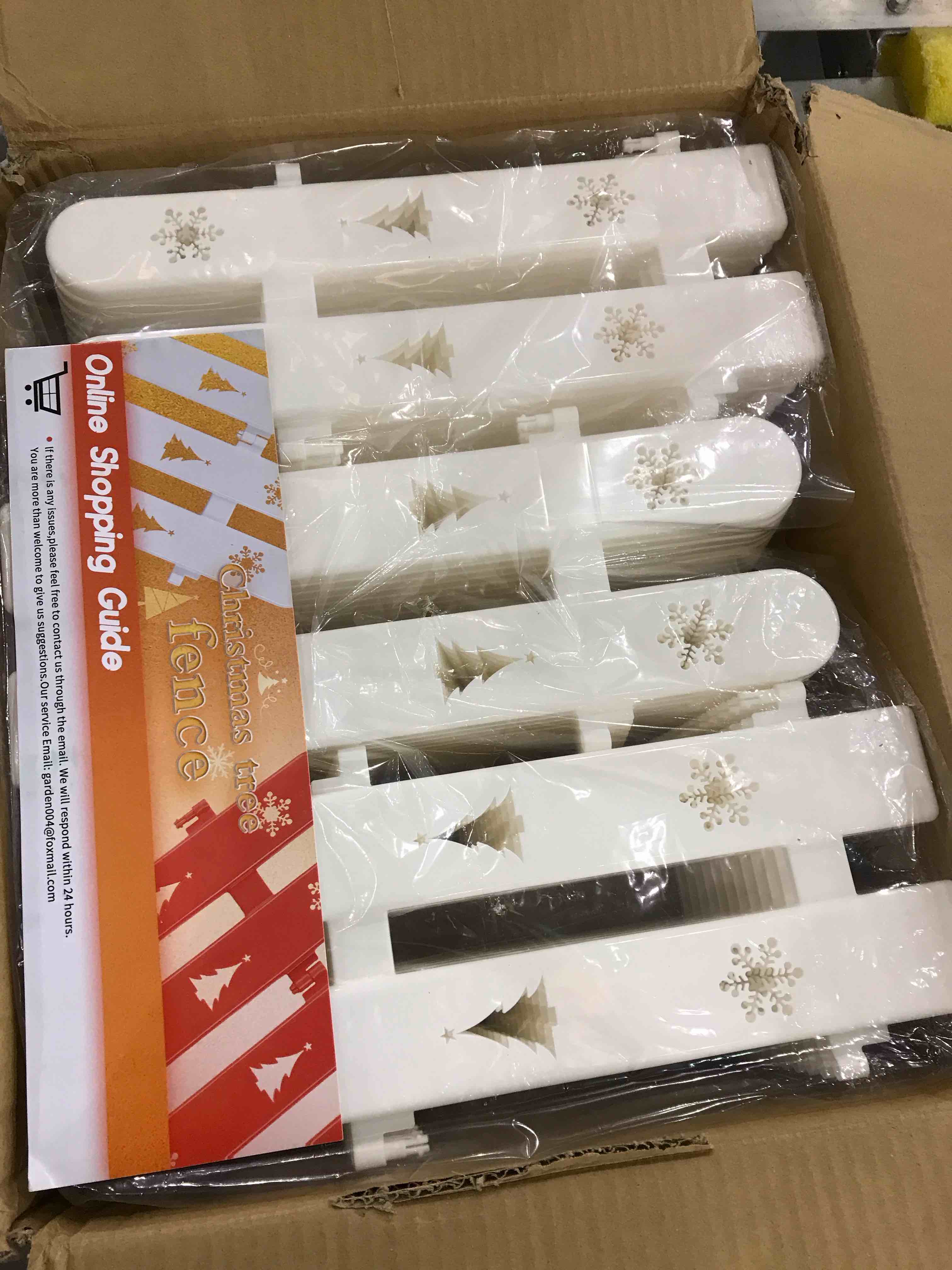 Christmas Decorative Fence Lights, 110 Inch Solar Fence Garden Decorative Lights with Remote Control, 8 Patterns White Fence Warm Yellow Lights for Landscaping Patio, Yard, Path, Christmas Outdoor Dec