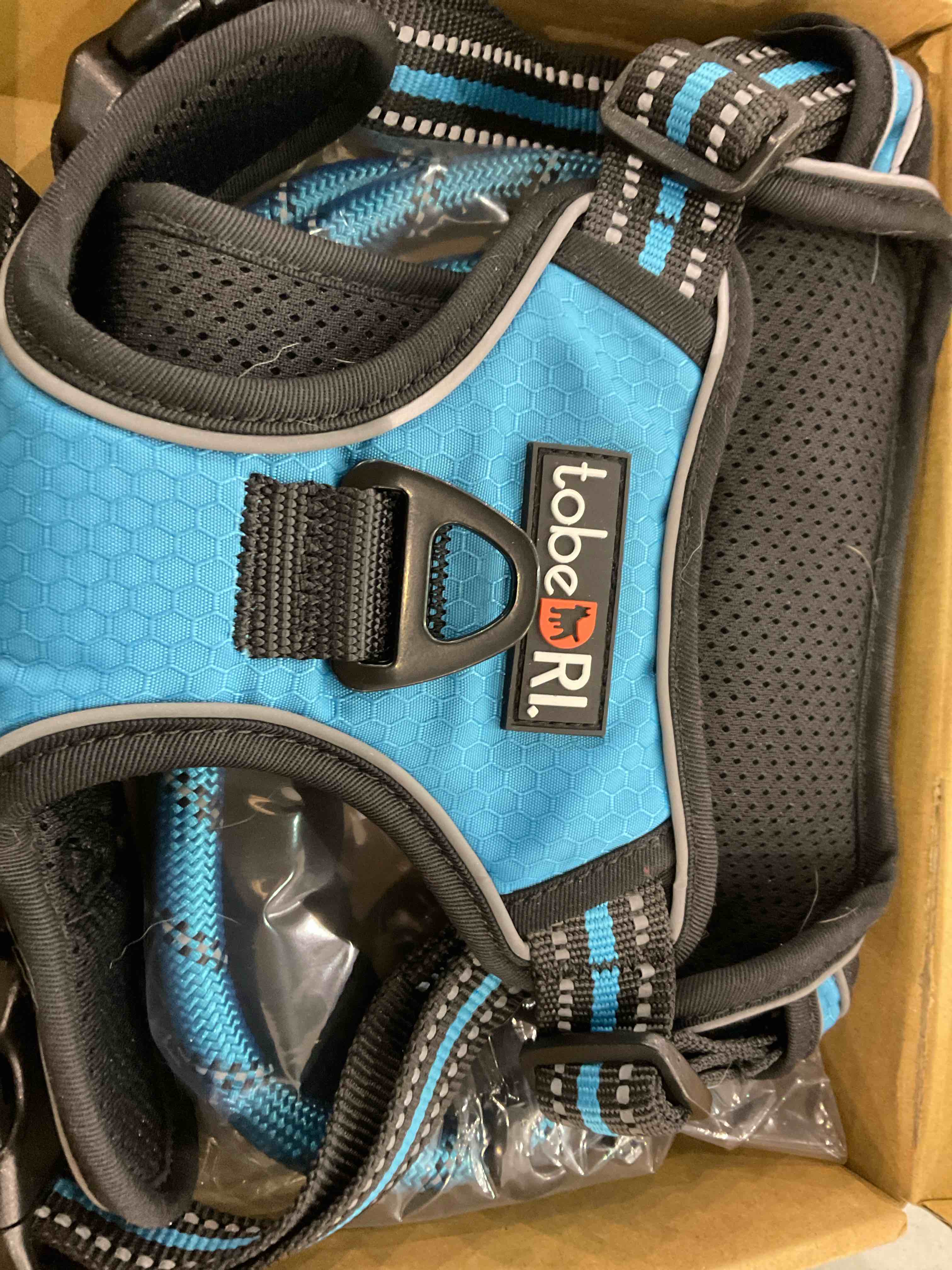 tobeDRI No Pull Dog Harness Adjustable Reflective Oxford Easy Control Medium Large Dog Harness with A Free Heavy Duty 5ft Dog Leash (L (Neck: 18"-25.5", Chest: 24.5"-33"), Blue Harness+Leash)