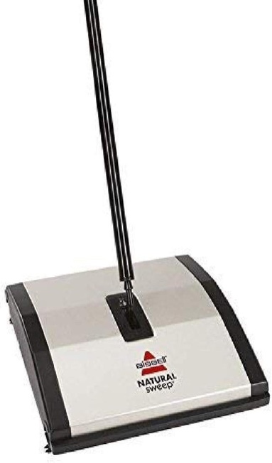 Bissell Natural Sweep Carpet and Floor Sweeper with Dual Rotating System and 2 Corner Edge Brushes, 92N0A, Silver