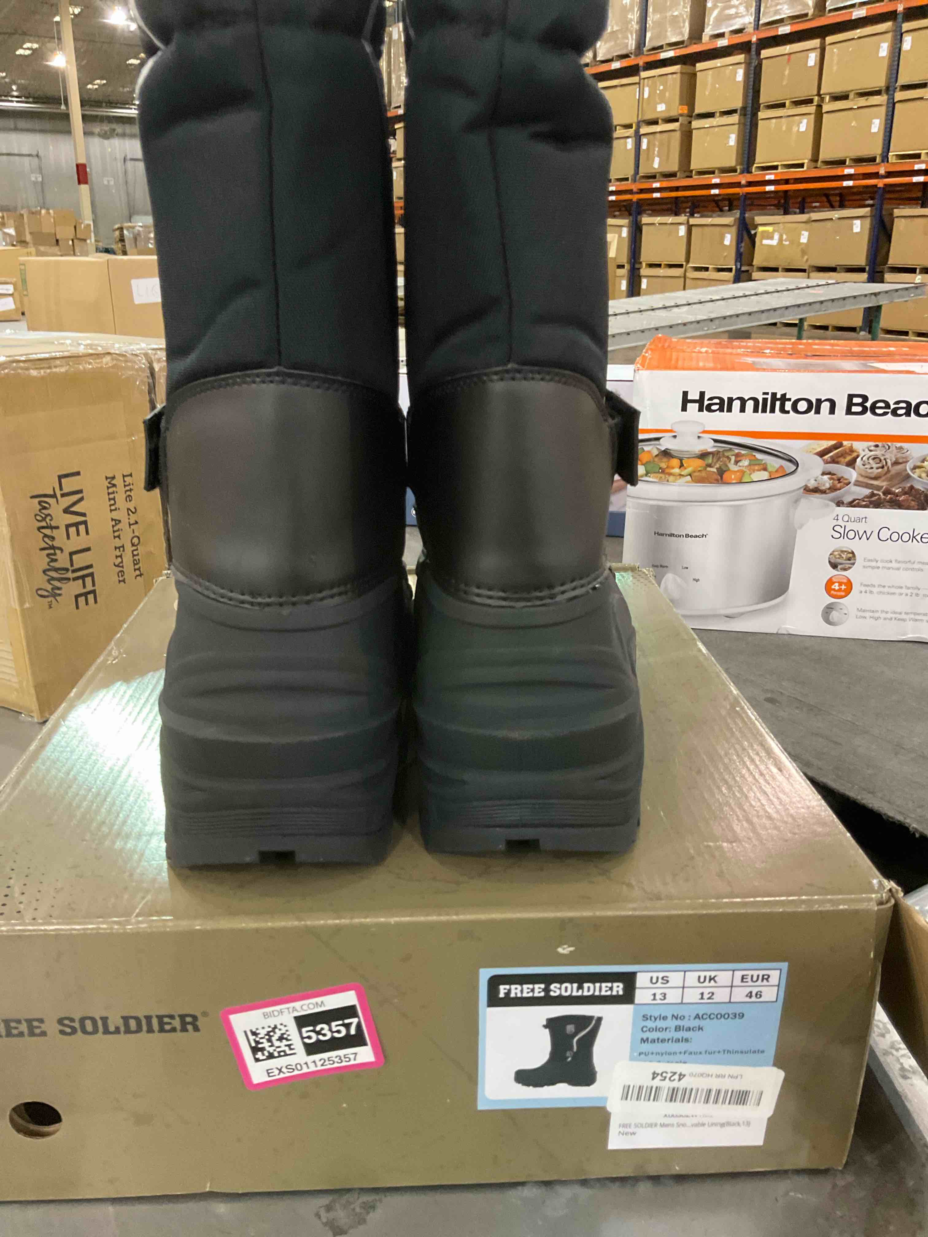 FREE SOLDIER Mens Snow Boots Insulated Waterproof Winter Shoes Nonslip Outdoor Footwear with Removable Lining(Black,13)