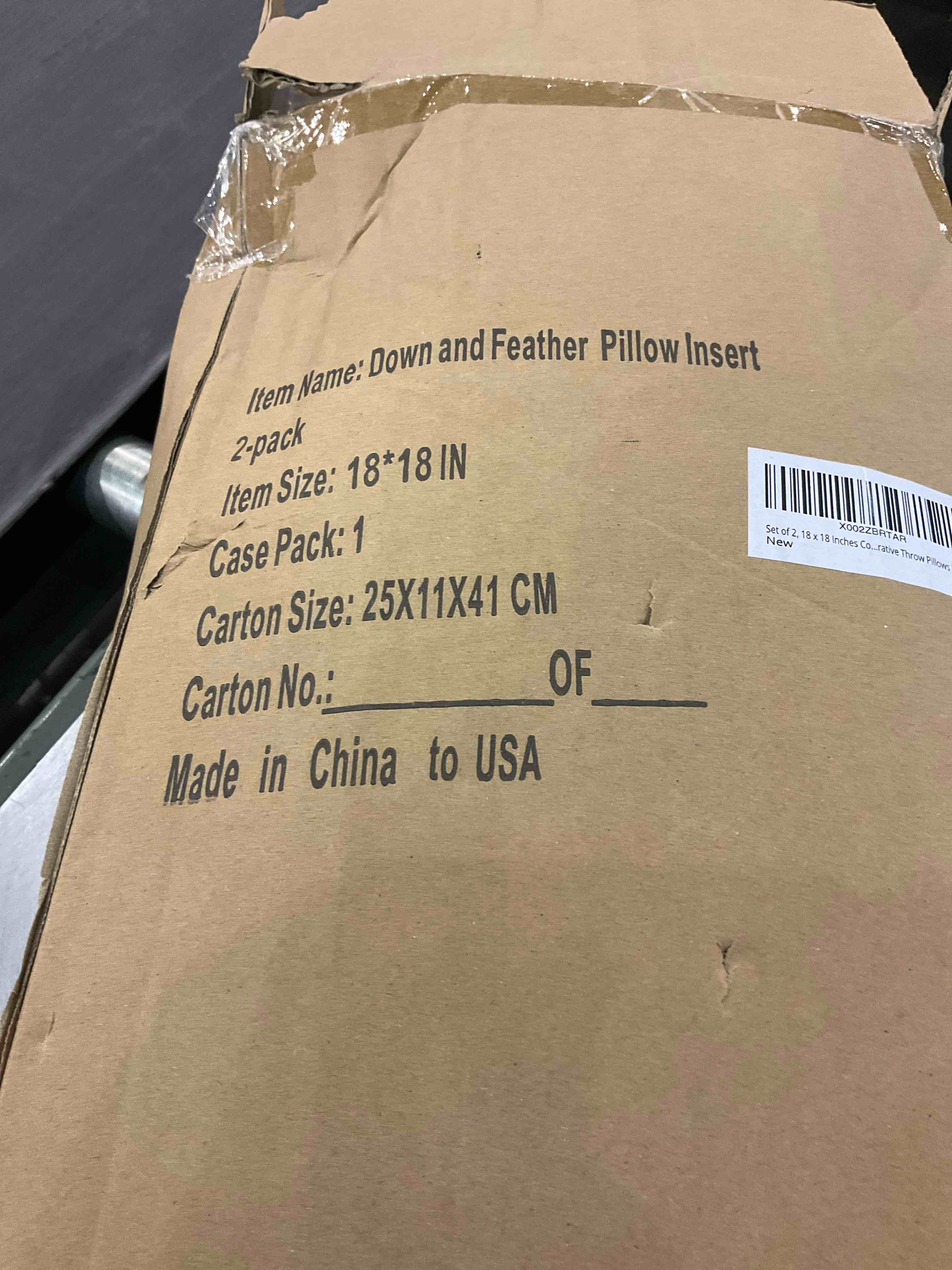 Warmwithann Set of 2, Cotton Fabric Square Pillow Inserts, Down and Feather Decorative Throw Pillows Inserts. 18"x18" Inches Pillow Insert