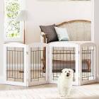PAWLAND Wire Free Standing Pet Gate for Dogs, Foldable Dog Gate for The House Indoor, Step Over Pet Puppy Safety Fence, Doorway, Stairs, 80 Inch Wide, 24" Height 4 Panels, White