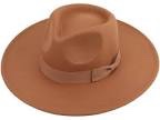 Pro Celia Big Wide Brim Women Fedora Hat (Camel)