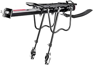 Teraysun Adjustable Bike Cargo Rack, 110 lbs Capacity Bike Rear Rack with Fender, Universal Quick Release Bicycle Carrier Rack, Aluminum Alloy Back Bike Luggage Rack