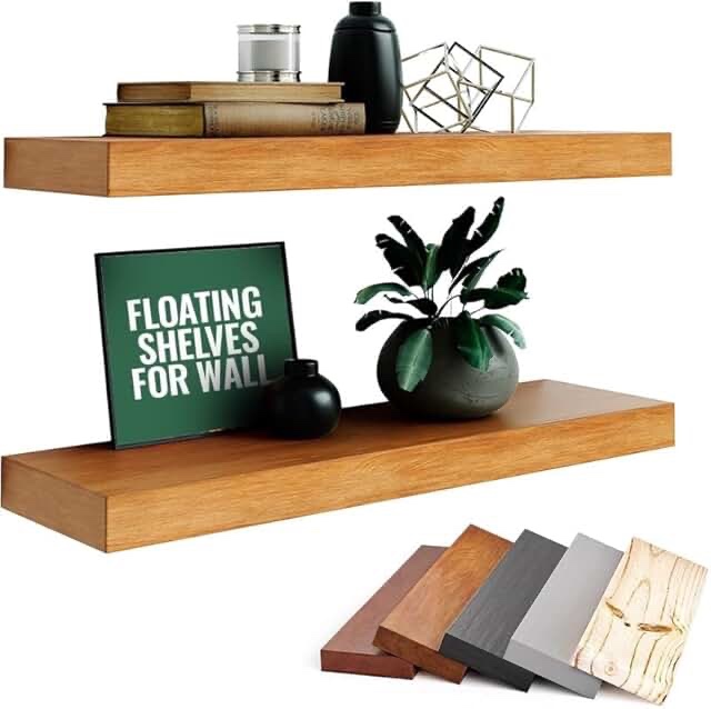 Imperative Décor Floating Wall Shelves Set of 2 - Functional & Rustic Wooden Shelve for Home Furnishing, Bathroom, Kitchen, & Farmhouse - Handmade (Light Walnut, 36")
