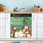 Merry Christmas with Gnomes Dishwasher Magnet Cover, Refrigerator Door Cover Magnectic Sticker Kitchen Panel Decal Appliances Decor 23x26inch