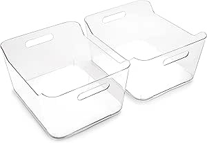incomplete ( 2 pack of 4);BINO | Plastic Organizer Bins, Large - 4 Pack | The SOHO Collection | Multi-Use | Pantry & Freezer Organizer Bins | Plastic Storage Containers for Home & Kitchen Org Clear Large