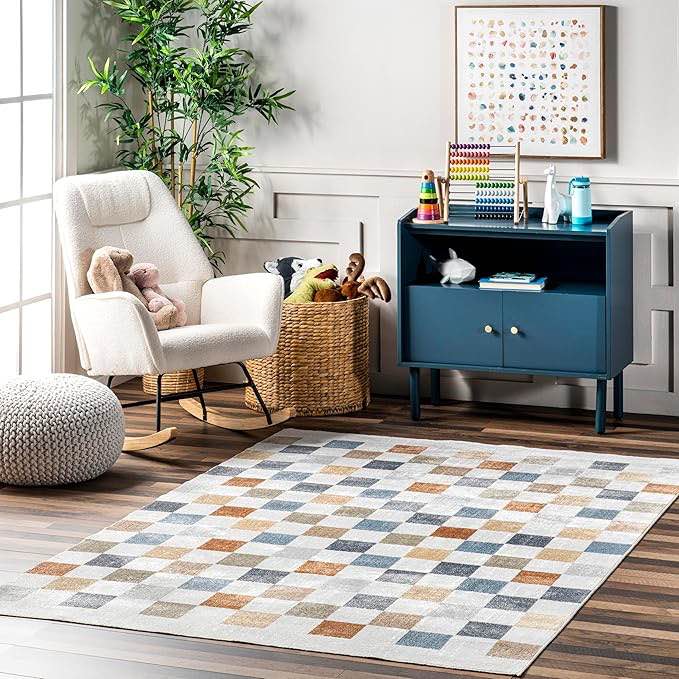 nuLOOM Naya Checkered Machine Washable Accent Rug, 3x5, Beige