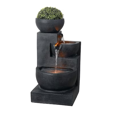 Style Selections 29.92-in H Resin Water Tiered Outdoor Fountain Pump Included