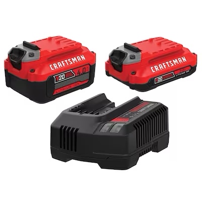 CRAFTSMAN V20 20-V 2-Pack Lithium-ion Battery and Charger (4 Ah and 2 Ah) Item #4976753 | Model #CMCB204-CKVA