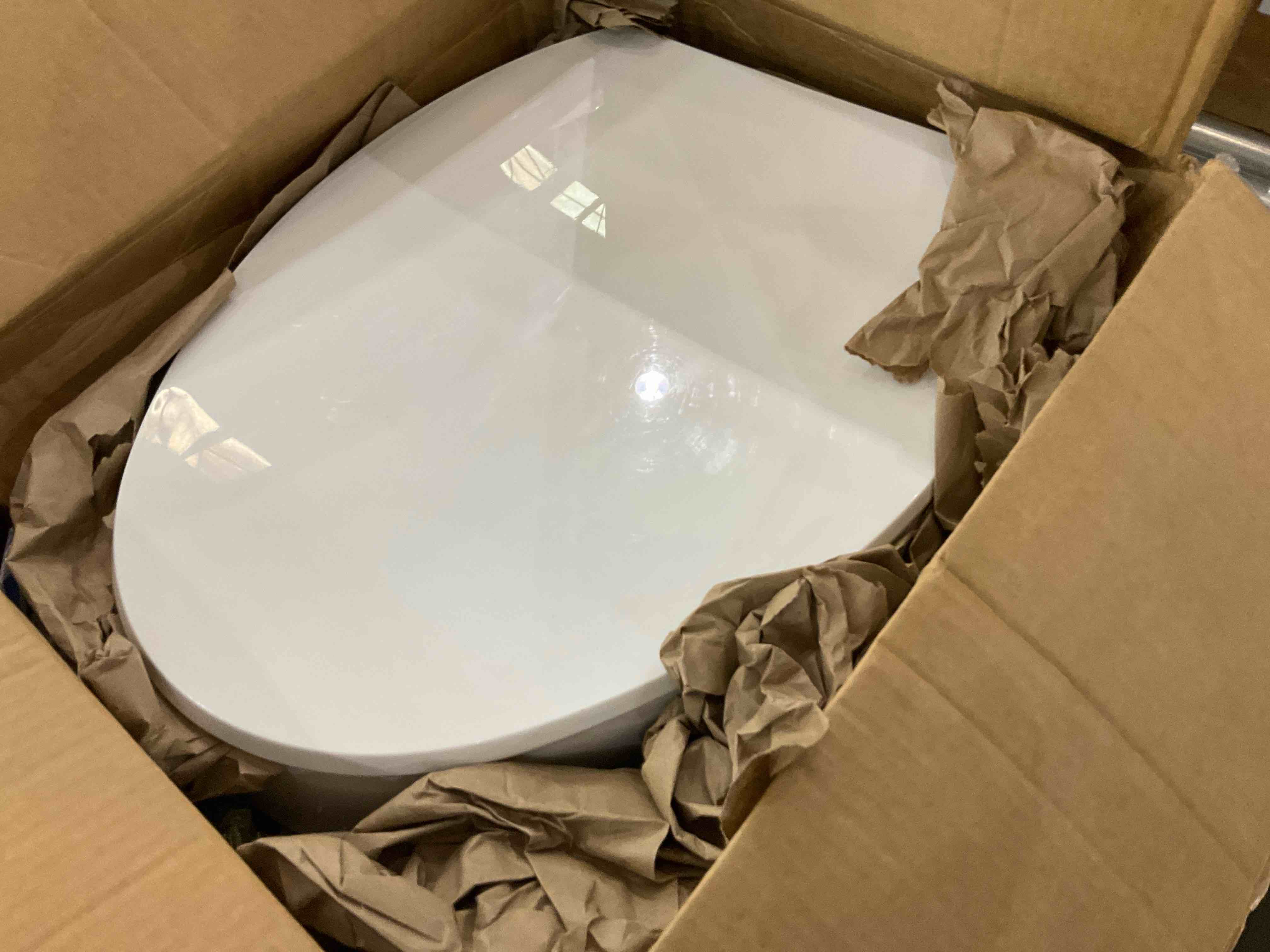 Durable Elongated Toilet Seat with Slow Soft Close - Easy to Install and Clean, Never Loosens - White, Fits Most Elongated Toilets