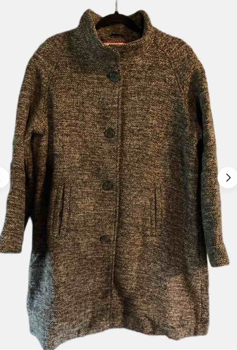 Tudor Court Women’s Wool Blend Brown Knit Trench Coatigan Jacket Size L