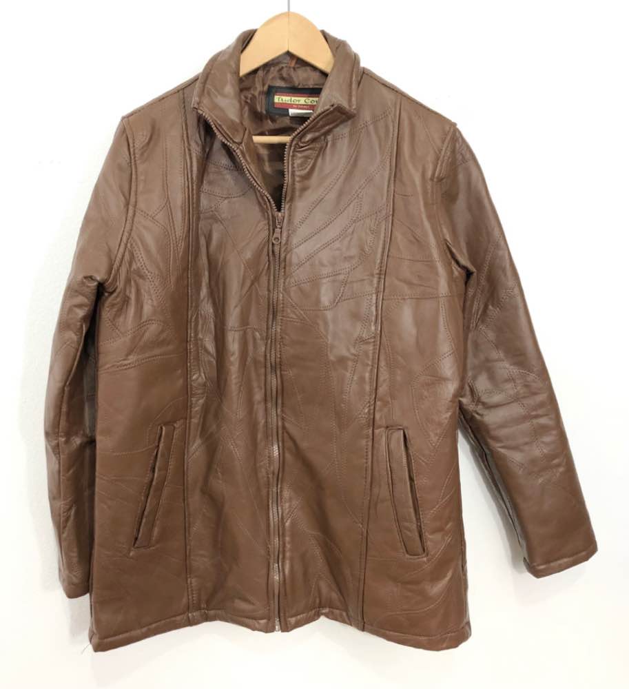 Tudor Court CODE Leather Jacket Woman's XL Patch Work