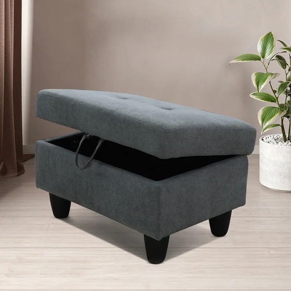 elegant and comfortable flannel living room storage ottoman - gray