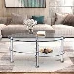 2 tier glass coffee table oval tea table