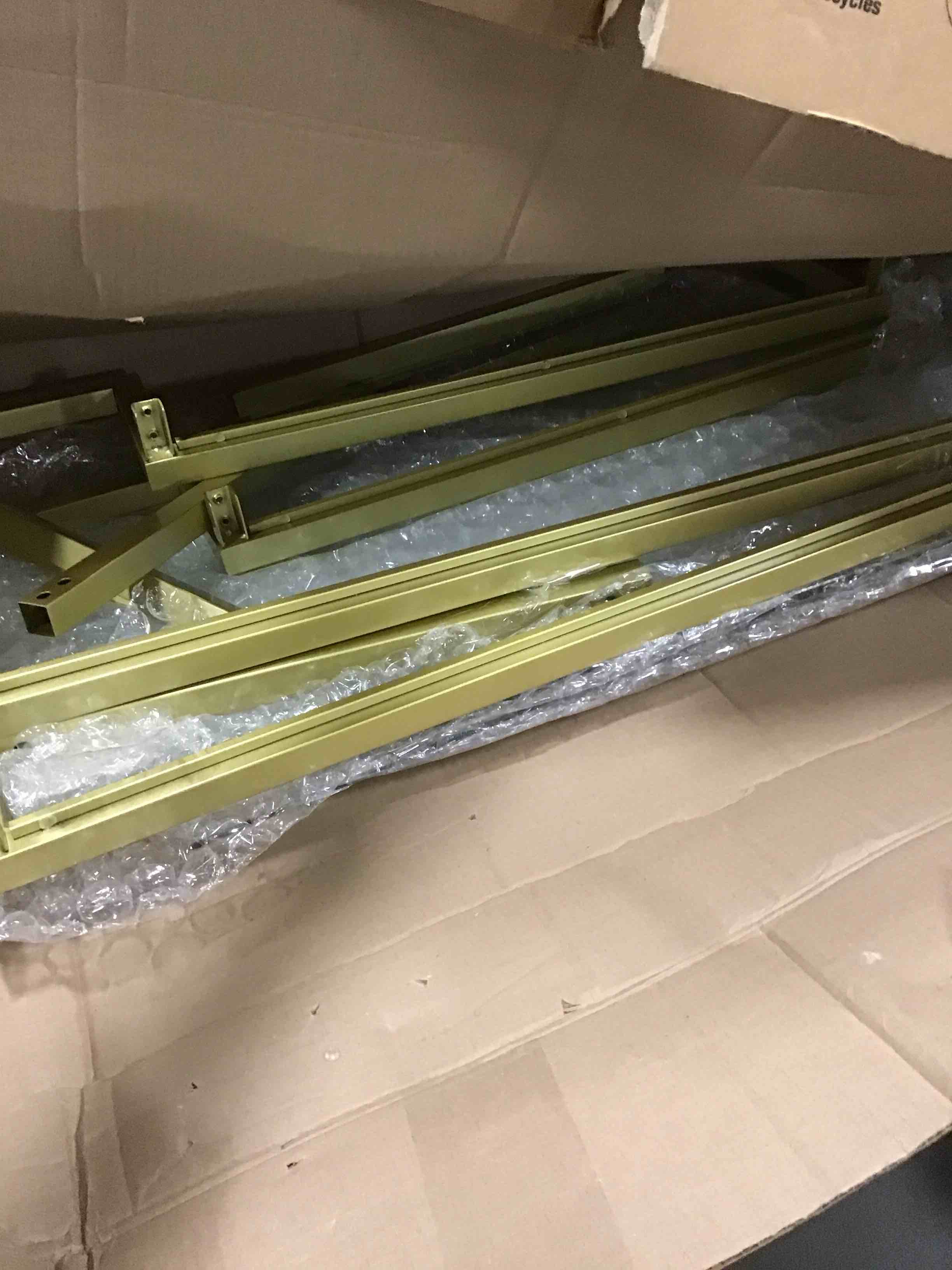 Henn&Hart 45" Wide Rectangular Coffee Table in Brass, Modern coffee