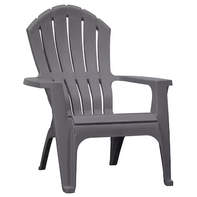 Adams PATIO Stackable Charcoal Plastic Frame Stationary Adirondack Chair with Slats