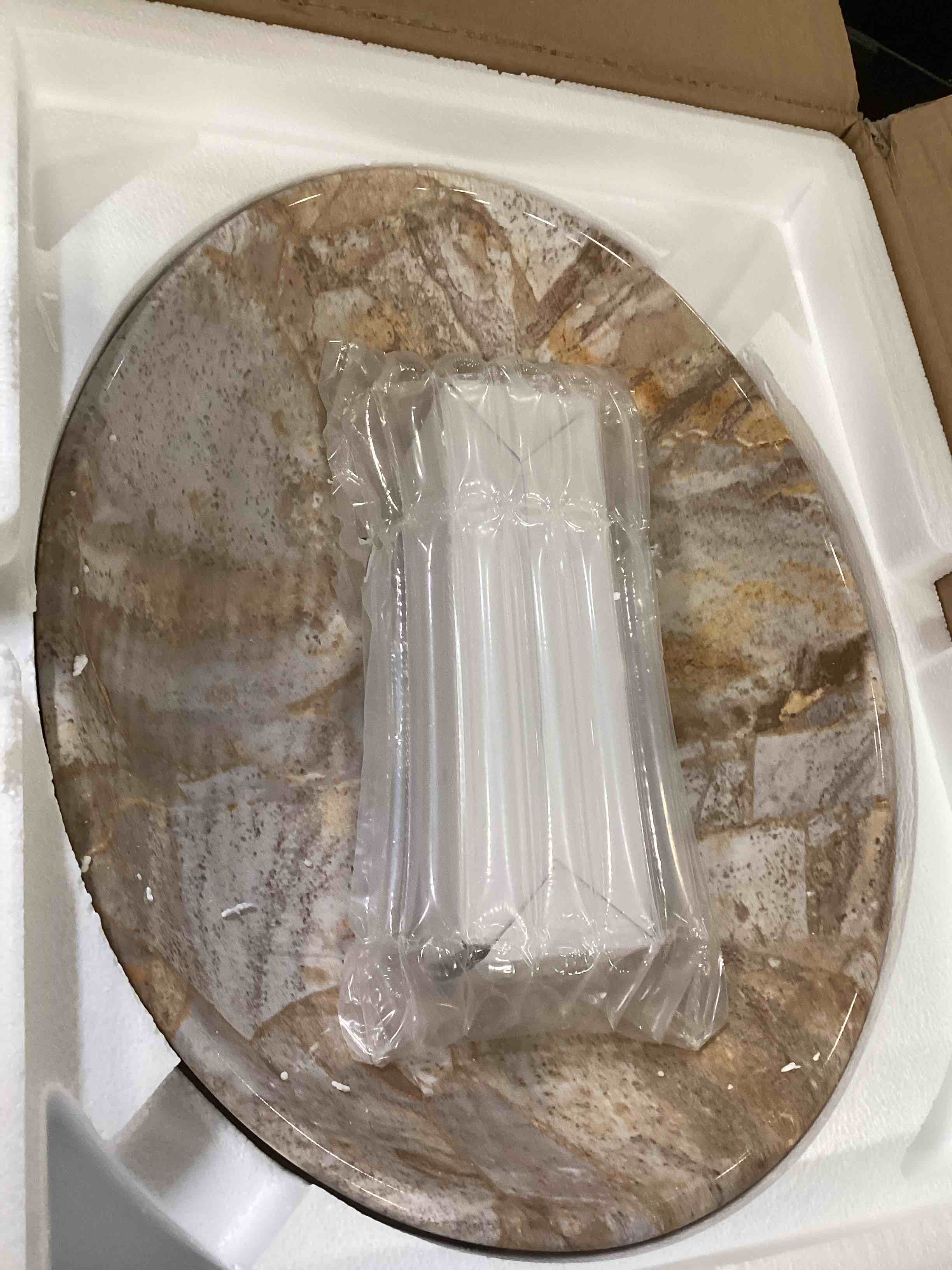 Davivy 16'' X 13'' Nordic Marbling Oval Vessel Sink with Pop Up Drain