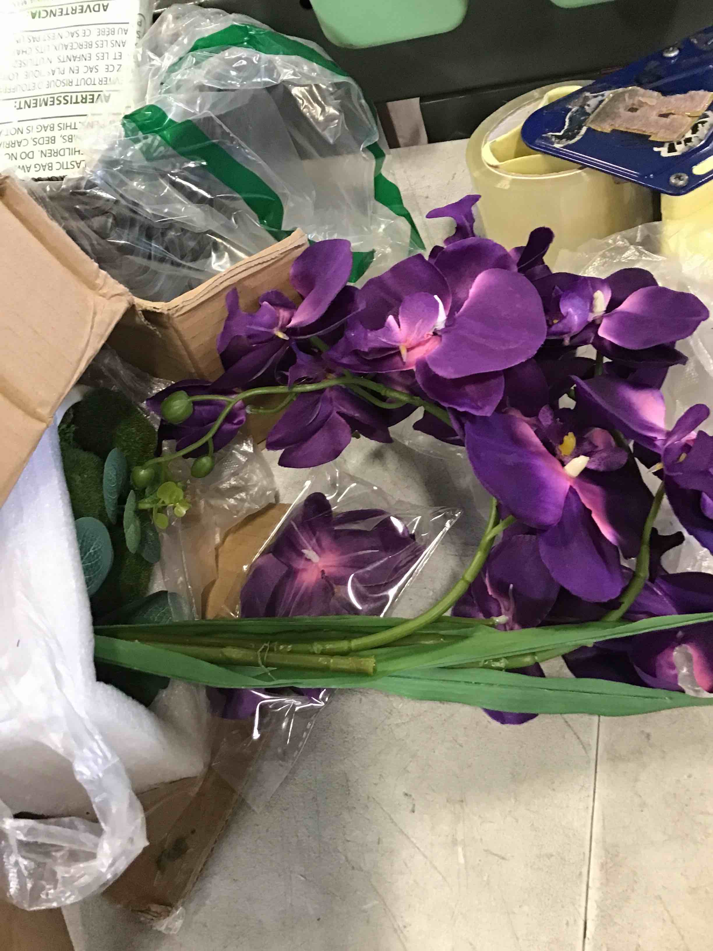 YSZL Large Artificial Potted Orchid Plant, Silk Flower Arrangement with