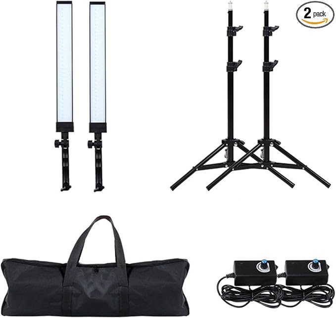 Photography Lighting LED Studio Light 5600K Dimmable Photo Studio Video Light Kit with Tripod Stand for Portrait Video and Shooting