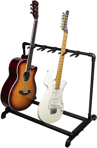 AZOR Multi Guitar Stand Rack with Folding Design, 5 Holder Guitar Rack for Acoustic, Electric or Bass Guitars, Soft Cushioning Sponge Protects Your Instruments