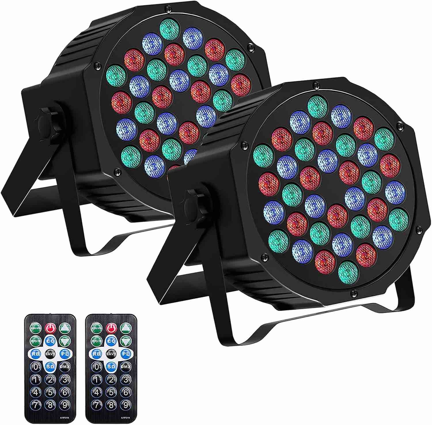 Par Light for Stage,1 Pack 36x2W LED RGB 7 Channel with Remote for DJ KTV Disco Party Christmas Halloween Lighting