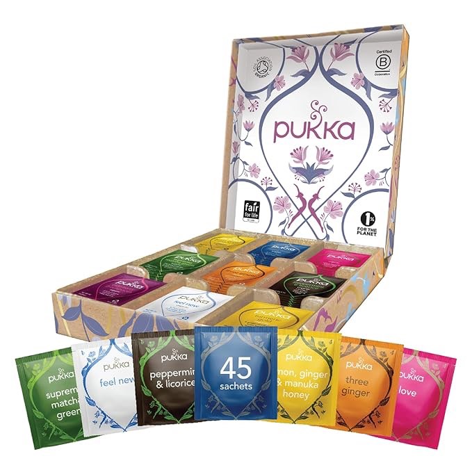 Pukka Tea Gift Box | Herbal Self Care Selection Organic Tea | Christmas Gift | 45 Tea Bags, 9 Flavors