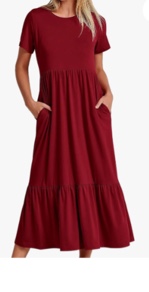 ETCYY NEW Women's Smocked Elastic Waist Tiered Midi Dress XL 