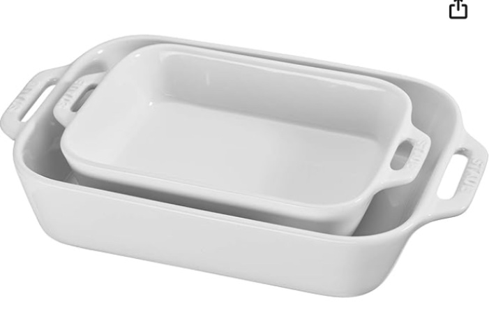 STAUB Ceramics Rectangular Baking Dish Set, 2 pc, White