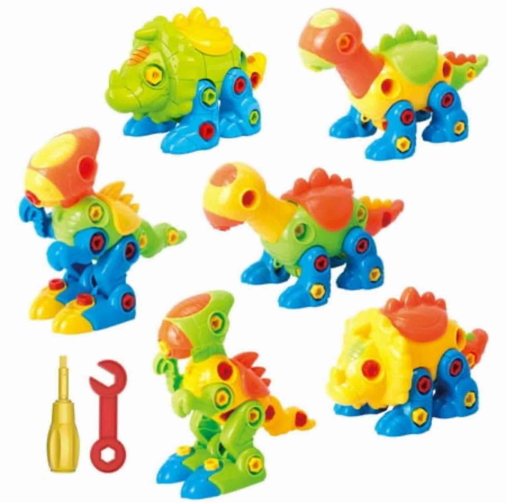 Dinosaurs Take Apart Toys With Tools (Set of 6 Dinosaurs) - Construction Engineering STEM Learning Toy Play Set - Best Toy Gift for Boys & Girls Age 3 ? 12 years old (218 pieces) assorted colors