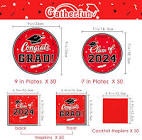 Gatherfun Plates and Napkins 2023 Graduation Party Supplies Red Disposable Paper Plates Luncheon Cocktail Napkins for Congrats Grad Party Decorations, Serve 50
