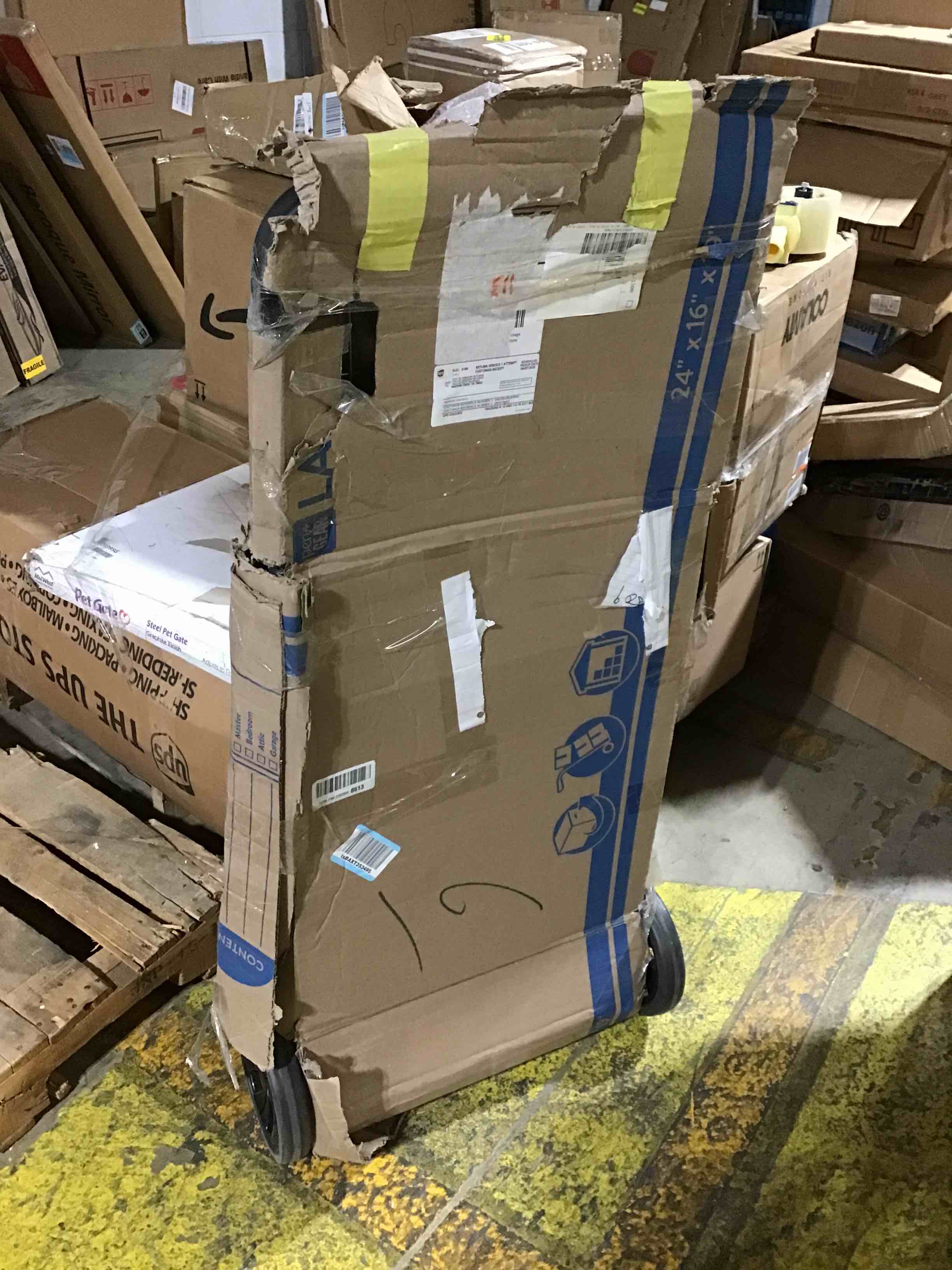 Condition photo showing As Is for dbest products Cruiser Cart Deluxe 2 - Foldable Shopping Cart with Wheels for Groceries - Heavy Duty Utility Cart with Brake System - Collapsible Laundry Cart - USA Designed - Holds 100 lbs - Silver Deluxe 2 Silver