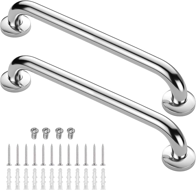 Gotega Shower Grab Bar 2 Pack, Stainless Steel Bathroom Grab Bar Shower Bath Handle Grab Bars for Bathtub Showers 24 Inch 24 Inch Stainless Steel