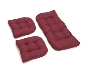 Rattan Wicker  Piece Replacement Patio Cushion Set Love Seat Chair Settee Red 1 set 