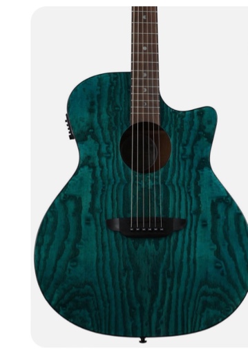 Luna Gypsy Quilted Ash Acoustic-Electric Guitar Essentials Bundle - Transparent