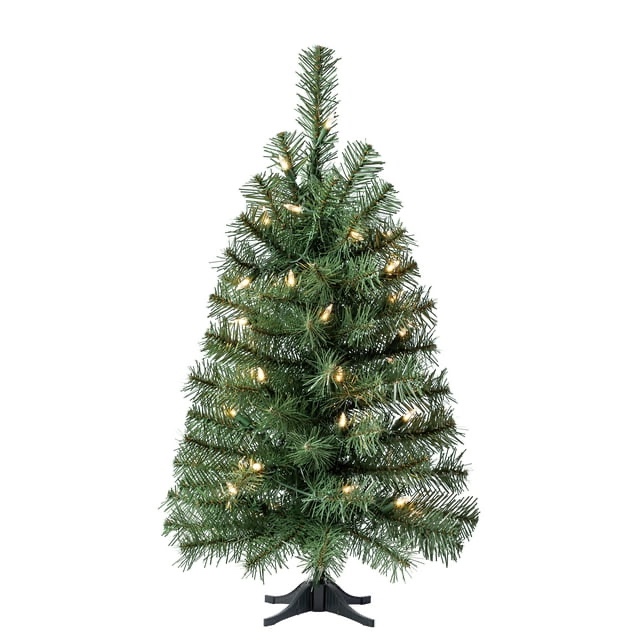 24" Pre-Lit Noble Green Spruce Artificial Christmas Tree with Clear LED Lights by Holiday Time