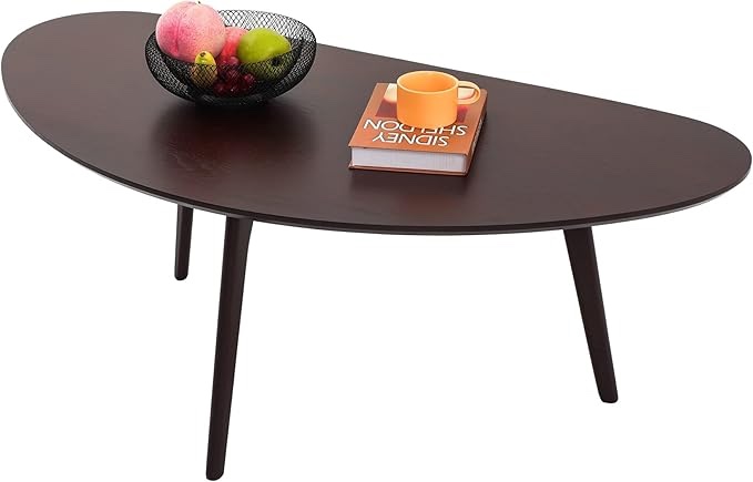 FIRMINANA Mid Century Modern Coffee Table,Large Oval Small Mangotop Coffee Table for Small Spaces Nature Wood-47.3" W x23.63 D x 17.72" H Espresso Large?47.3in?