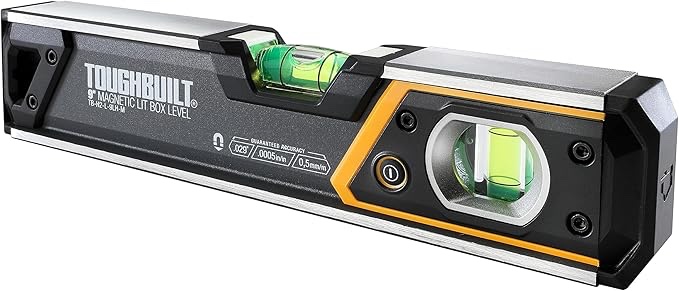 ToughBuilt Nivel de caja magnética iluminada de 9 pulgadas - (TB-H2-L-9LH-M)