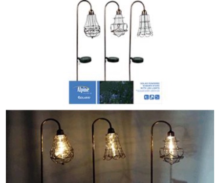 Solar Edison Bulb Stake w/ LED String Lights-Asst'd Display 6