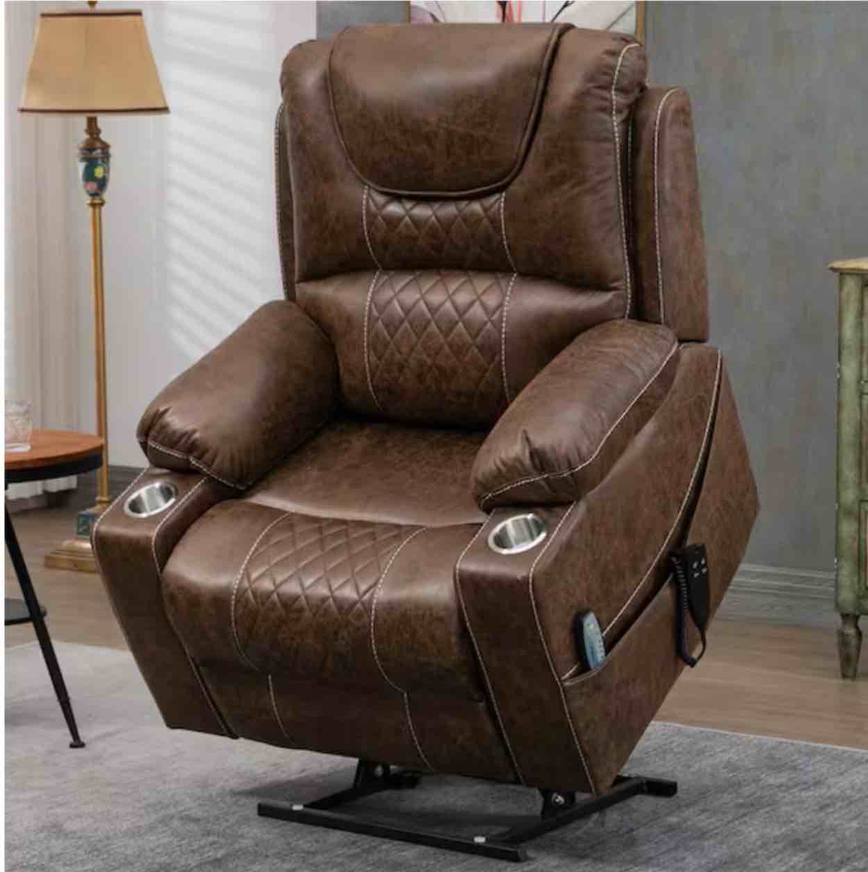 Enhanced Exclusive Oversized Suede Recliner Chair with Massage *incomplete* *similar to stock photo* 