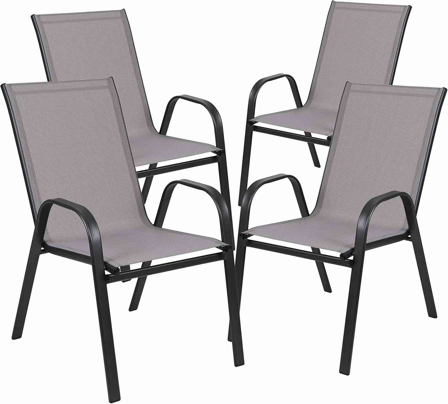 4 Piece Outdoor Stackable Patio Chairs with Flex Comfort Material A045-013-001