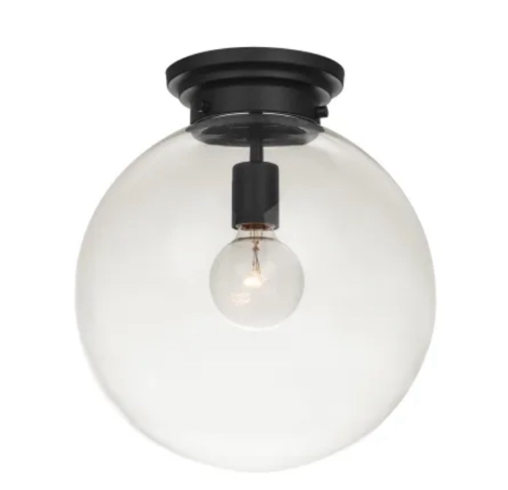 Globe Electric Portland Single Light 12" Wide Semi-Flush Globe Ceiling Fixture