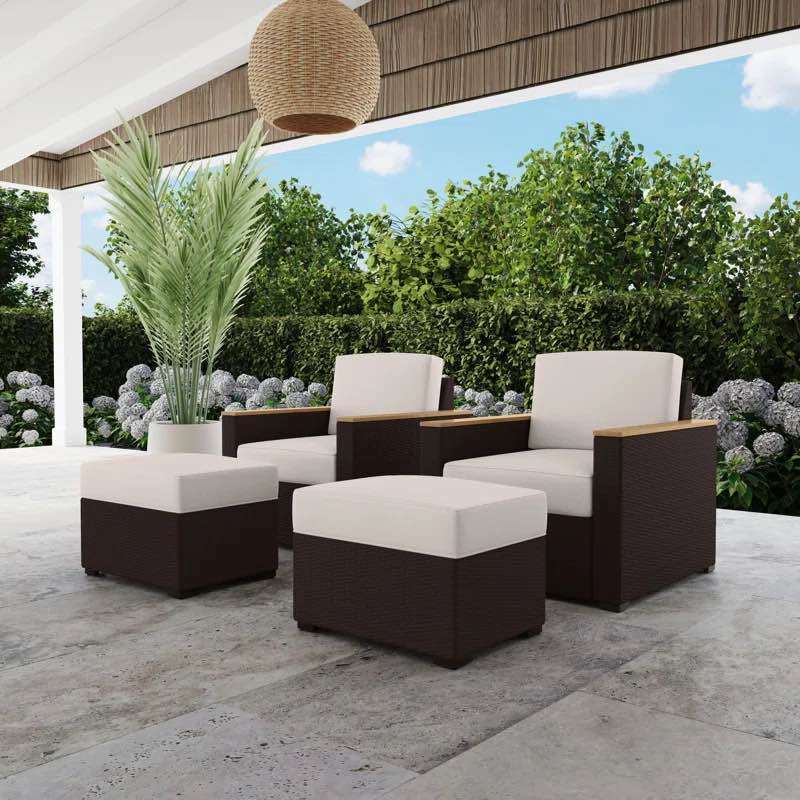 Burghild Patio Chair with Cushions and Ottoman *incomplete, box 1/2 only* 